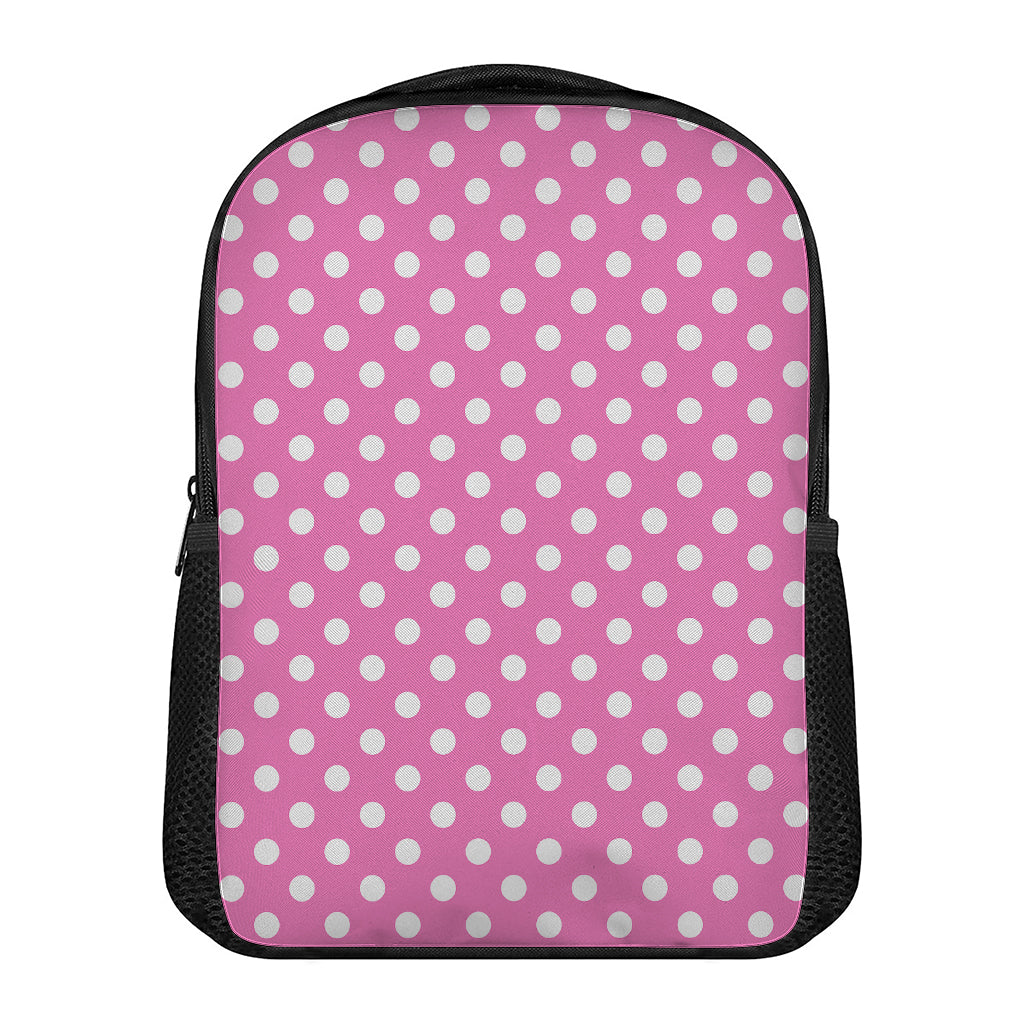 Pink And White Polka Dot Pattern Print Casual Backpack