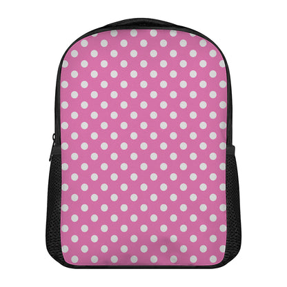 Pink And White Polka Dot Pattern Print Casual Backpack