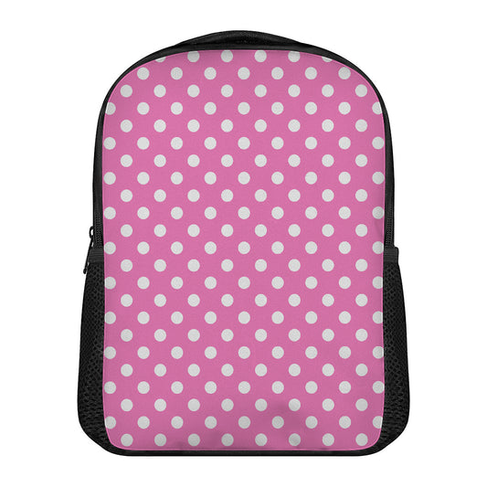 Pink And White Polka Dot Pattern Print Casual Backpack