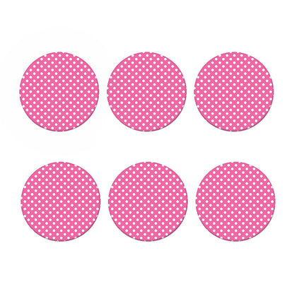 Pink And White Polka Dot Pattern Print Coaster Set