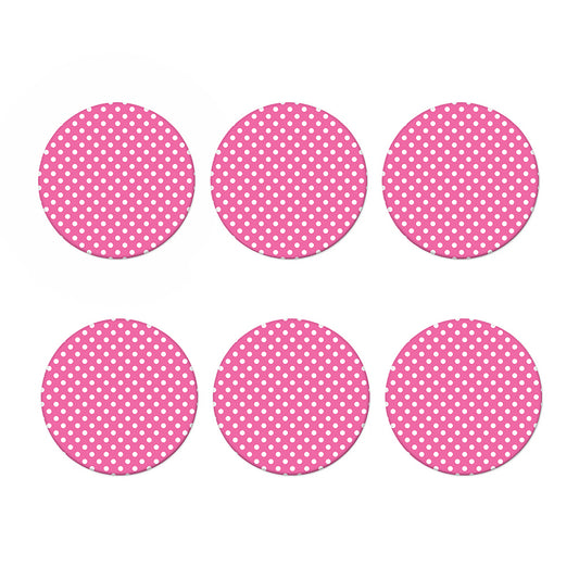 Pink And White Polka Dot Pattern Print Coaster Set