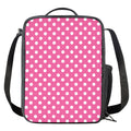 Pink And White Polka Dot Pattern Print Crossbody Lunch Bag