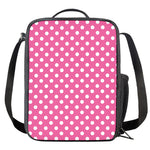 Pink And White Polka Dot Pattern Print Crossbody Lunch Bag
