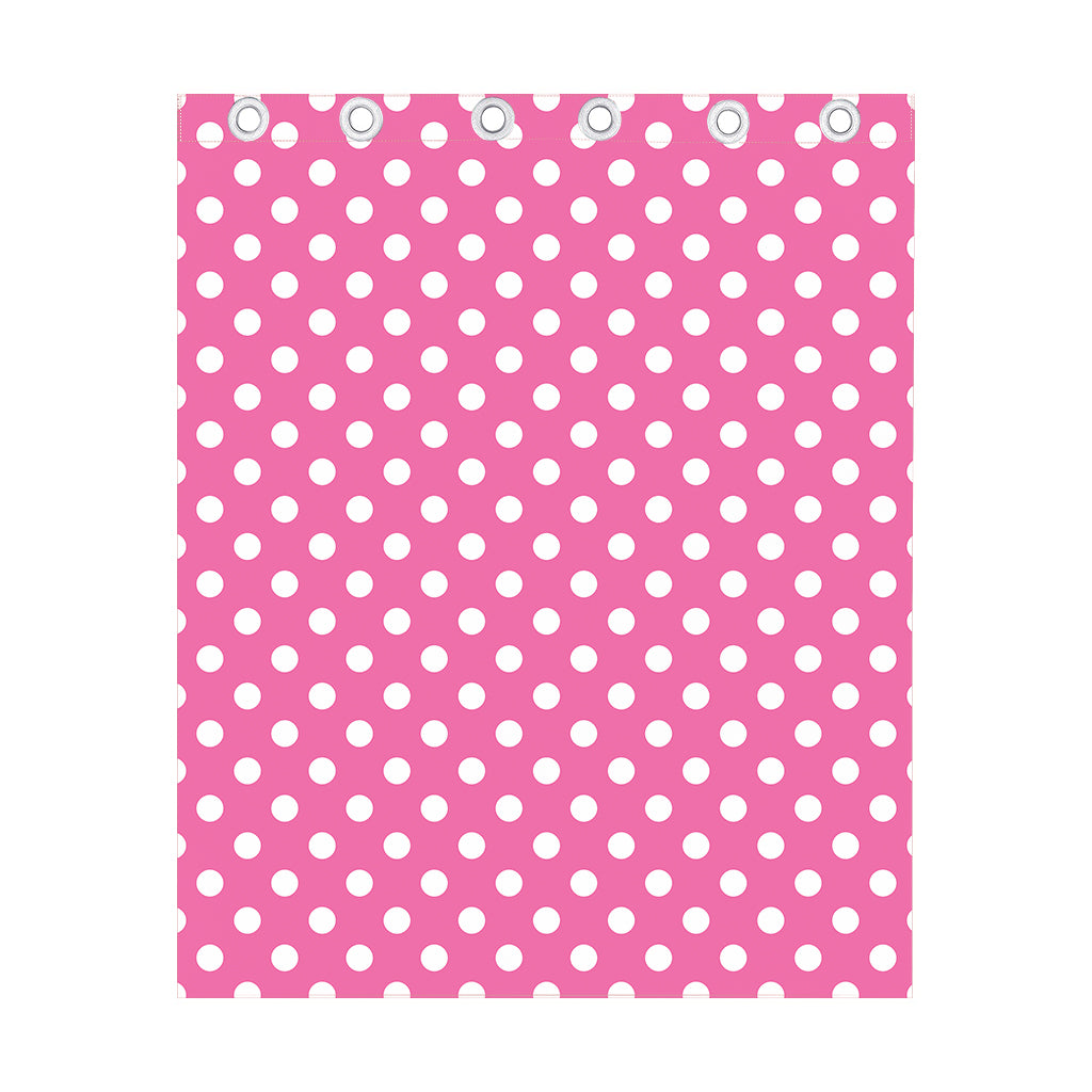 Pink And White Polka Dot Pattern Print Curtain