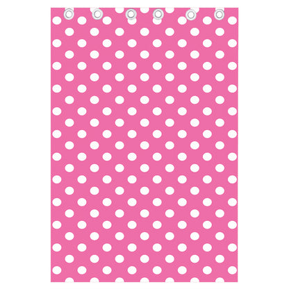 Pink And White Polka Dot Pattern Print Curtain