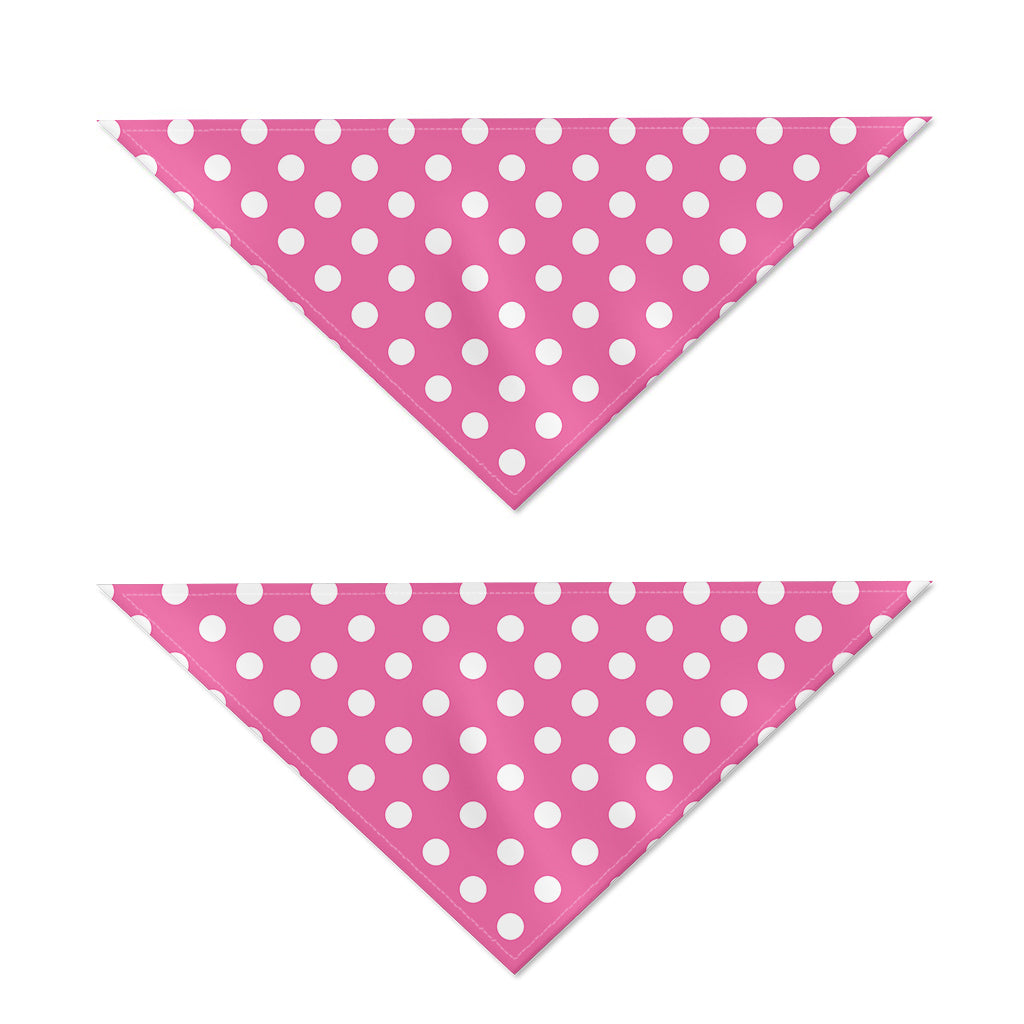 Pink And White Polka Dot Pattern Print Dog Bandana