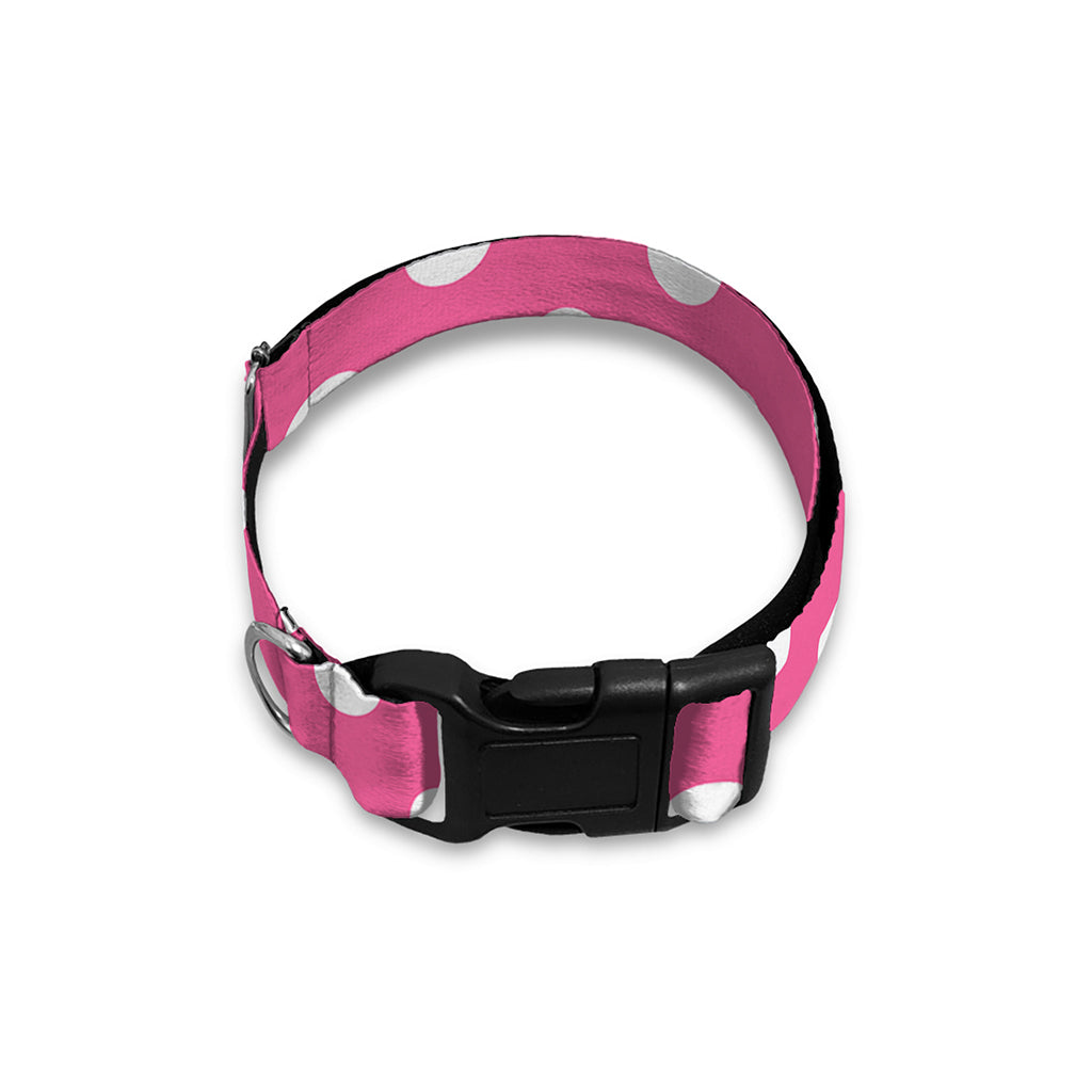 Pink And White Polka Dot Pattern Print Dog Collar