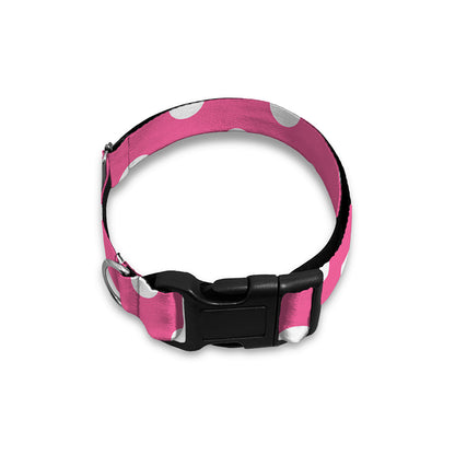 Pink And White Polka Dot Pattern Print Dog Collar