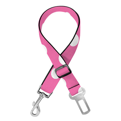 Pink And White Polka Dot Pattern Print Dog Seat Belt