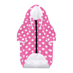 Pink And White Polka Dot Pattern Print Dog Zip Up Hoodie