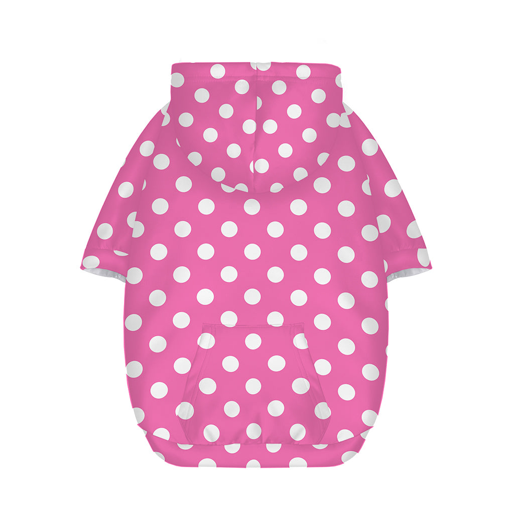 Pink And White Polka Dot Pattern Print Dog Zip Up Hoodie