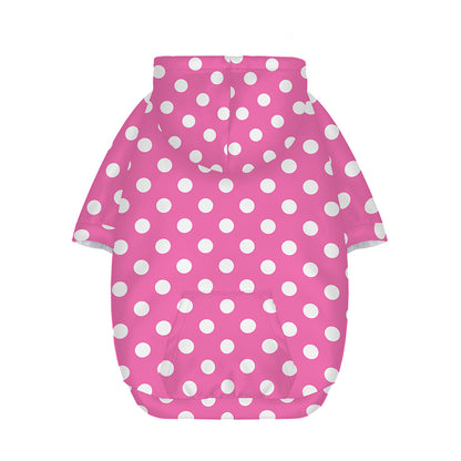 Pink And White Polka Dot Pattern Print Dog Zip Up Hoodie