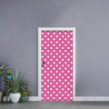 Pink And White Polka Dot Pattern Print Door Sticker