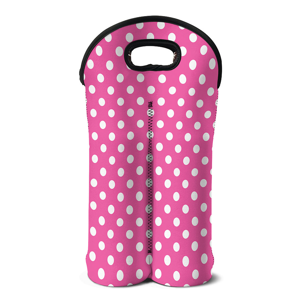 Pink And White Polka Dot Pattern Print Double Neoprene Wine Tote