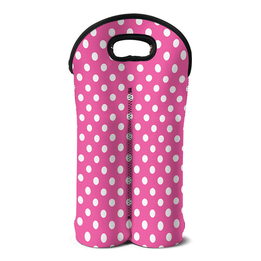 Pink And White Polka Dot Pattern Print Double Neoprene Wine Tote