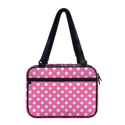 Pink And White Polka Dot Pattern Print Double Strap Bible Bag