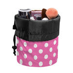 Pink And White Polka Dot Pattern Print Drawstring Makeup Bag