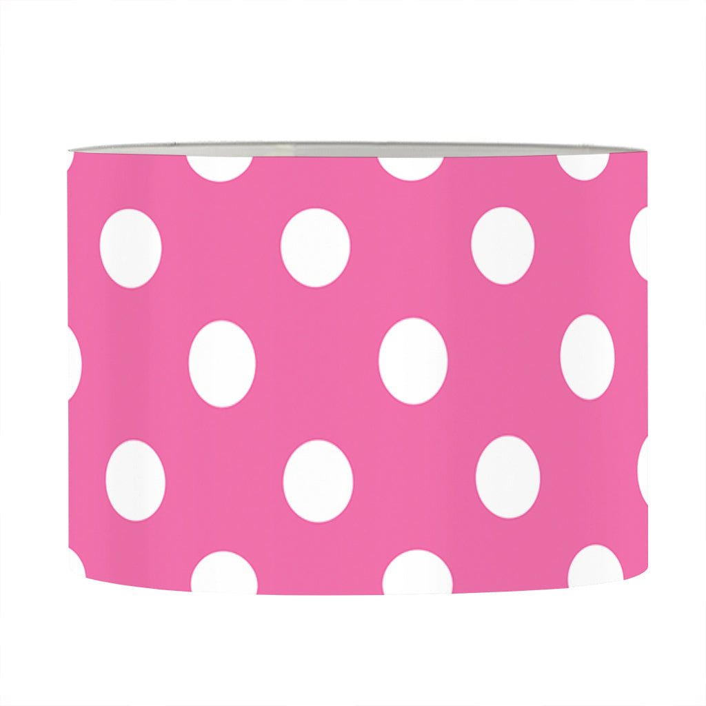 Pink And White Polka Dot Pattern Print Drum Lamp Shade