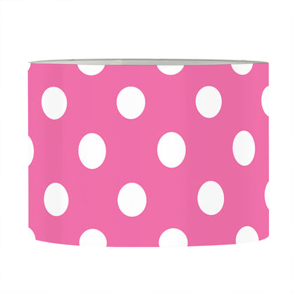 Pink And White Polka Dot Pattern Print Drum Lamp Shade