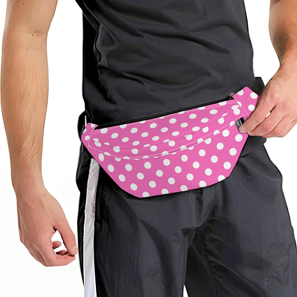 Pink And White Polka Dot Pattern Print Fanny Pack