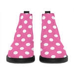 Pink And White Polka Dot Pattern Print Flat Ankle Boots