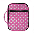 Pink And White Polka Dot Pattern Print Front Pocket Bible Bag