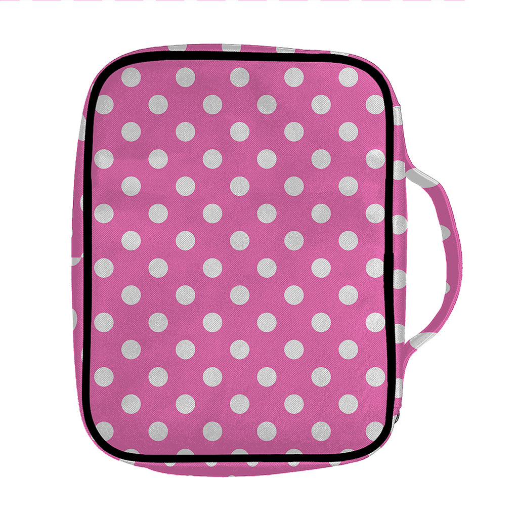 Pink And White Polka Dot Pattern Print Front Pocket Bible Bag