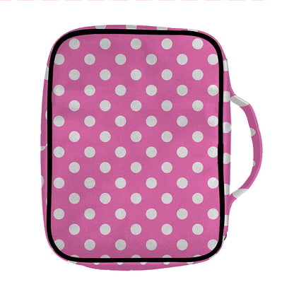 Pink And White Polka Dot Pattern Print Front Pocket Bible Bag