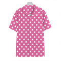 Pink And White Polka Dot Pattern Print Hawaiian Shirt