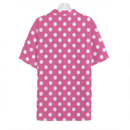 Pink And White Polka Dot Pattern Print Hawaiian Shirt