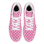 Pink And White Polka Dot Pattern Print High Top Leather Sneakers
