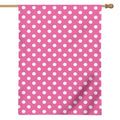 Pink And White Polka Dot Pattern Print House Flag