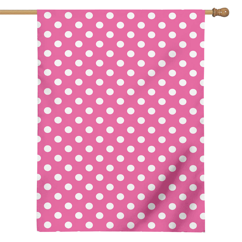 Pink And White Polka Dot Pattern Print House Flag