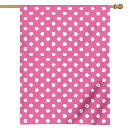 Pink And White Polka Dot Pattern Print House Flag