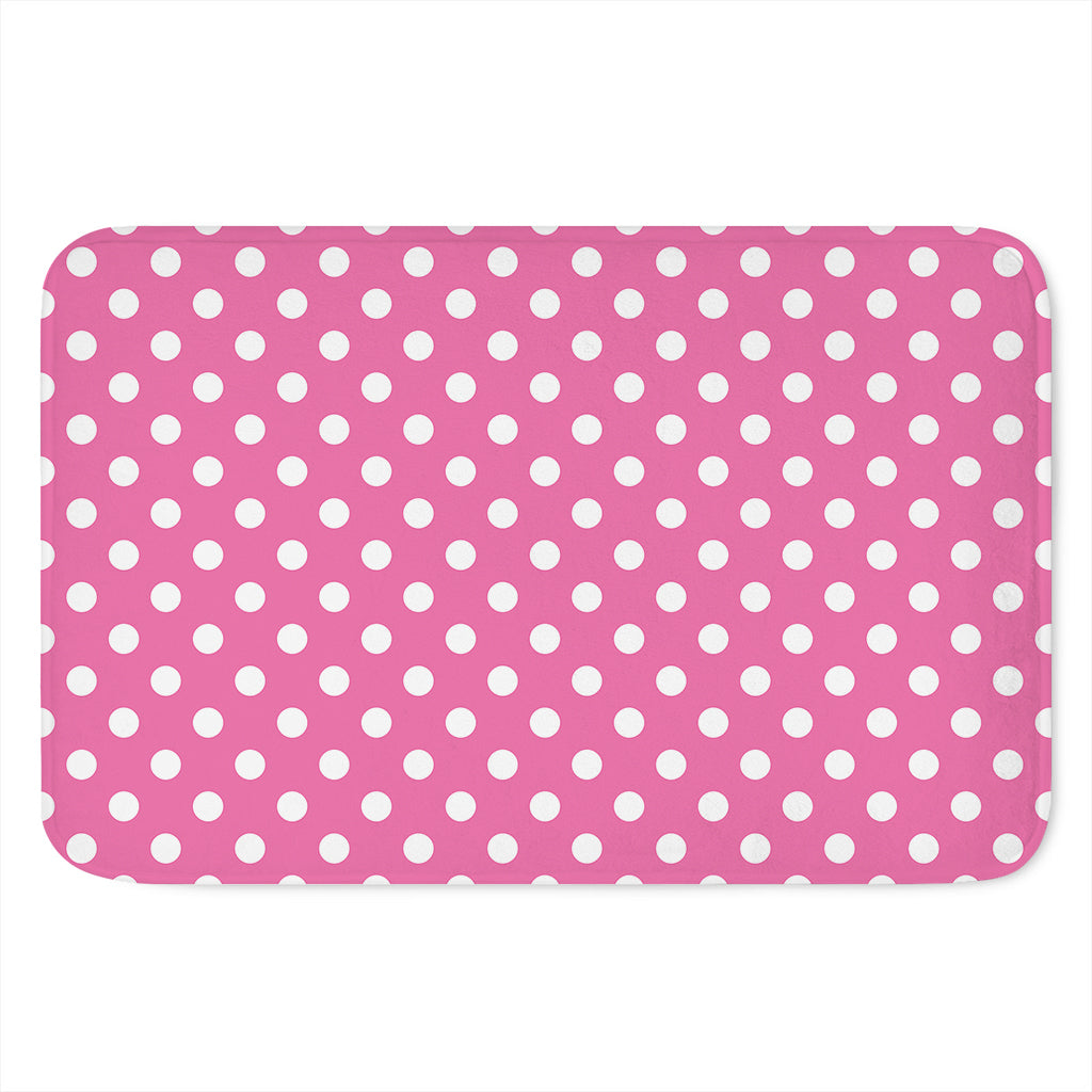 Pink And White Polka Dot Pattern Print Indoor Door Mat
