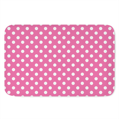 Pink And White Polka Dot Pattern Print Indoor Door Mat