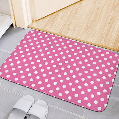 Pink And White Polka Dot Pattern Print Indoor Door Mat