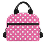 Pink And White Polka Dot Pattern Print Insulated Lunch Bag