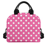 Pink And White Polka Dot Pattern Print Insulated Lunch Bag