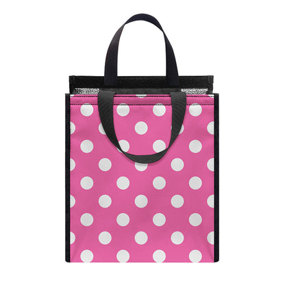 Pink And White Polka Dot Pattern Print Insulated Lunch Tote