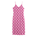 Pink And White Polka Dot Pattern Print Jersey Midi Cami Dress