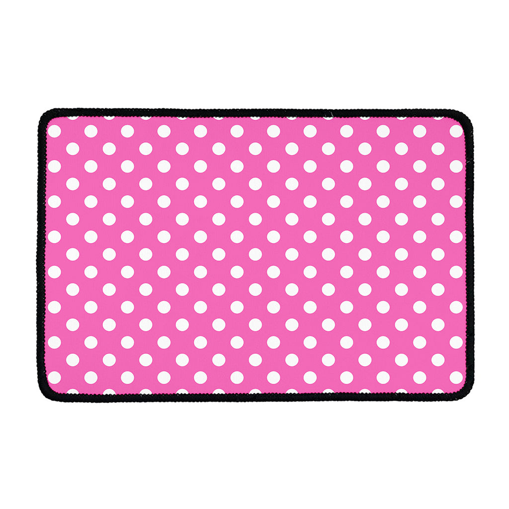 Pink And White Polka Dot Pattern Print Kitchen Mat