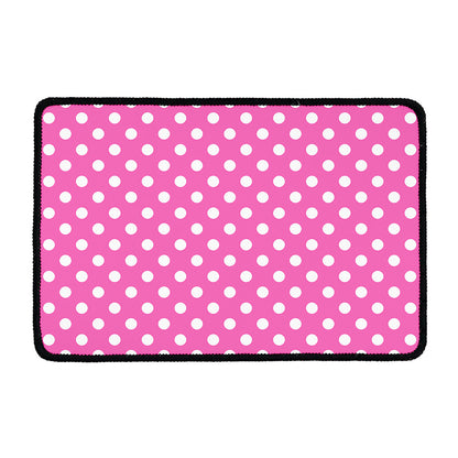 Pink And White Polka Dot Pattern Print Kitchen Mat