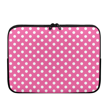 Pink And White Polka Dot Pattern Print Laptop Sleeve