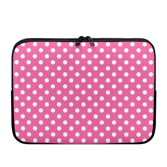 Pink And White Polka Dot Pattern Print Laptop Sleeve
