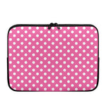 Pink And White Polka Dot Pattern Print Laptop Sleeve