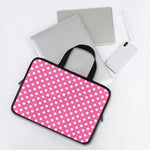 Pink And White Polka Dot Pattern Print Laptop Sleeve With Handle