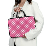 Pink And White Polka Dot Pattern Print Laptop Sleeve With Handle
