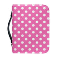 Pink And White Polka Dot Pattern Print Leather Bible Cover