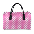 Pink And White Polka Dot Pattern Print Leather Duffel Bag